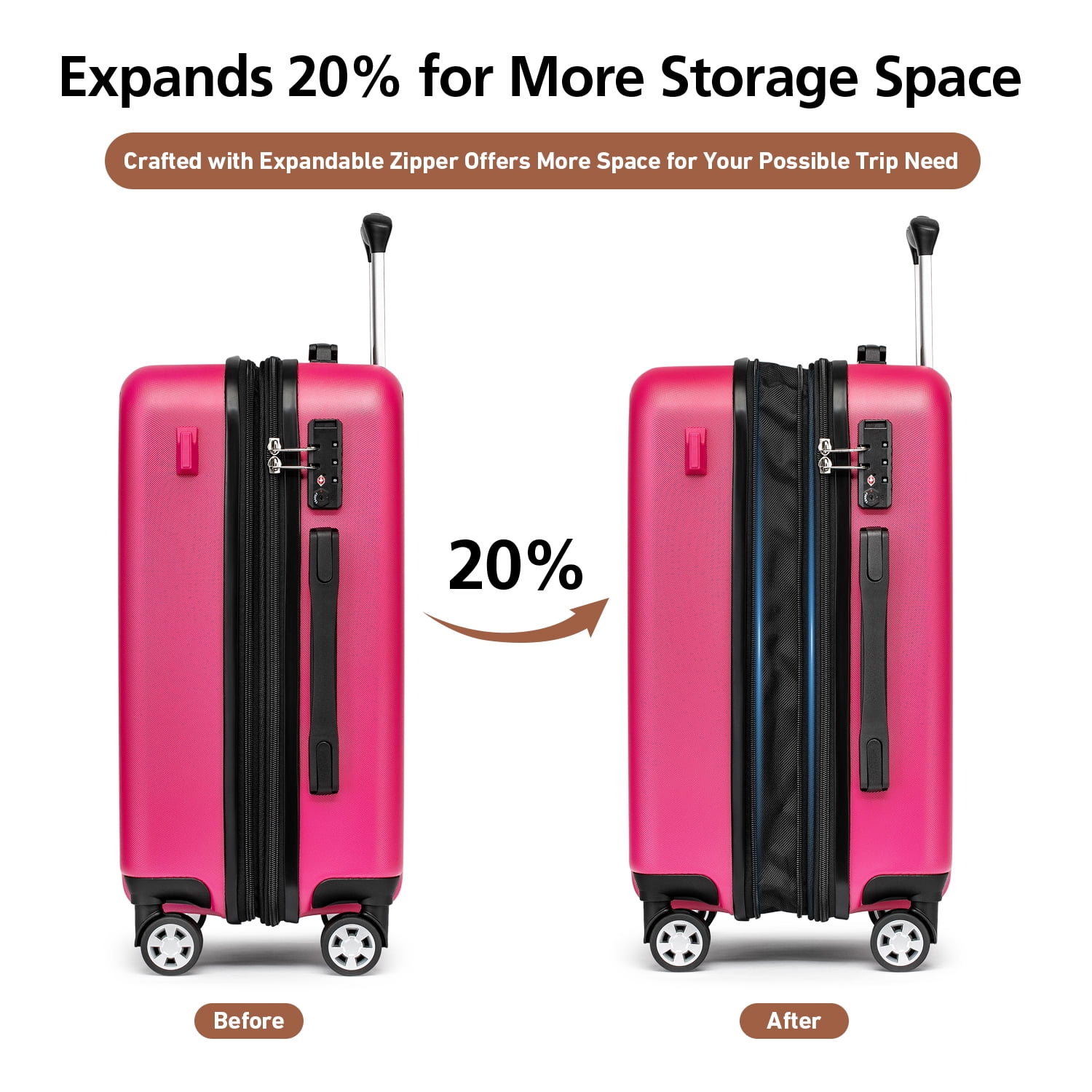 WEPLUS 20" Expandable Carry-On Luggage Set 3-Piece with Duffel Bag and Toiletry Bag