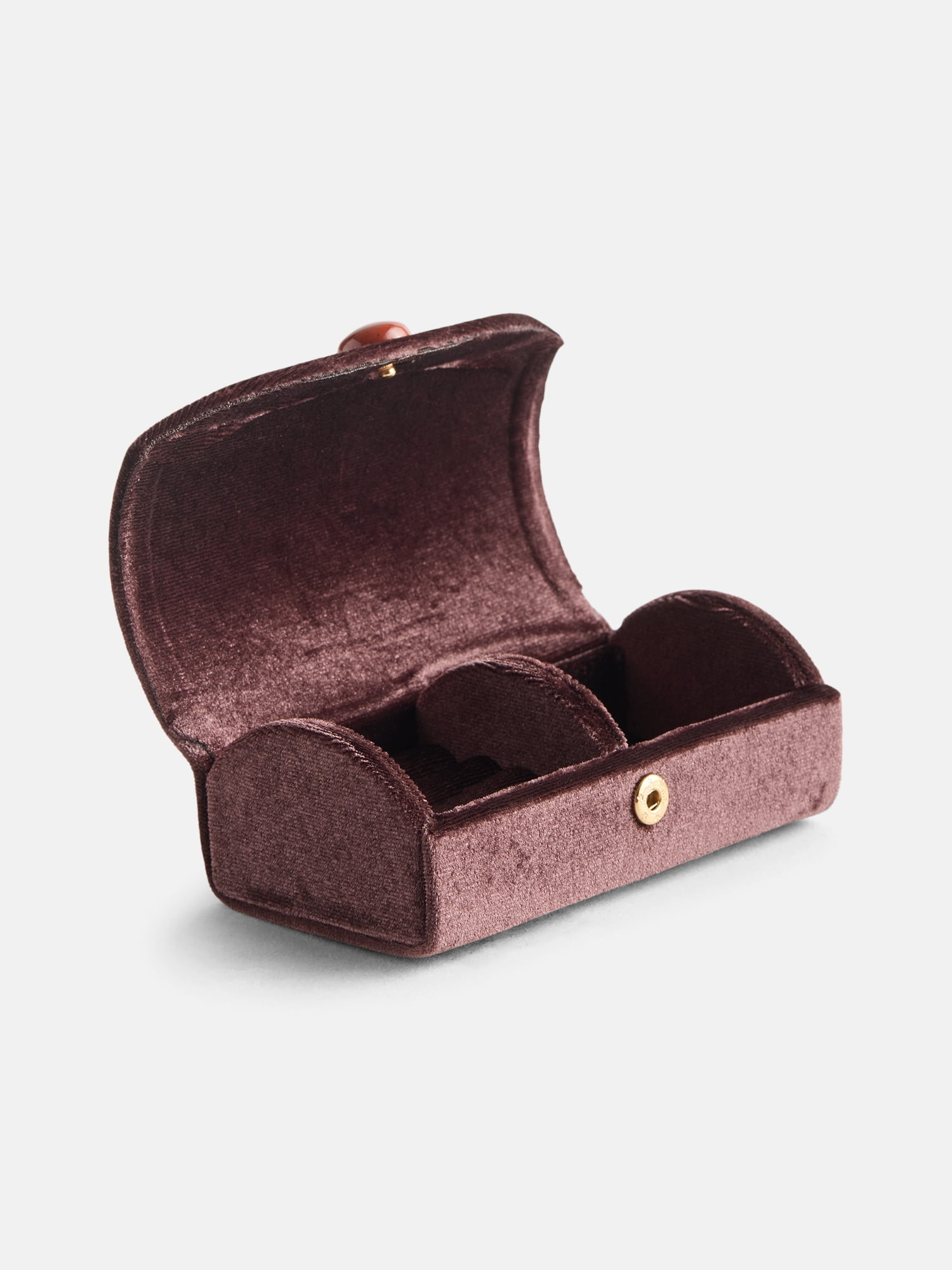 Scenario Women's Curved Faux Velvet Jewelry Organizer, Brown