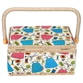 thumbnail image 3 of Sewing Basket, 9.8 X 7.1 X 4.9 In Household Double-Layer Craft Basket Sewing Tool Needle Thread Basket Fabric Torage Box For Handwork, Sewing, 3 of 8