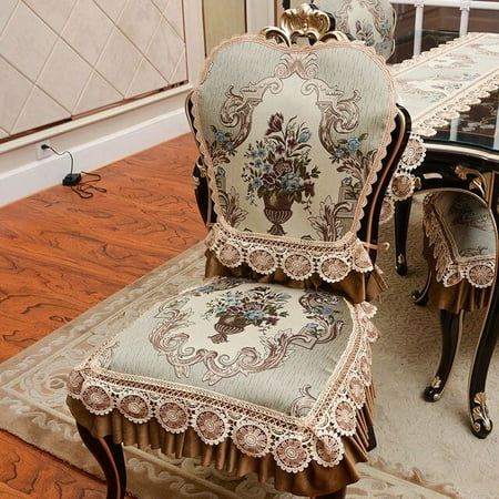 

ASWMXR European Dining Chair Cushion Lace Jacquard Seat Cover Anti-slip Seat Cushion Chair Cover Luxury Banquet Table Runner Tablecloth