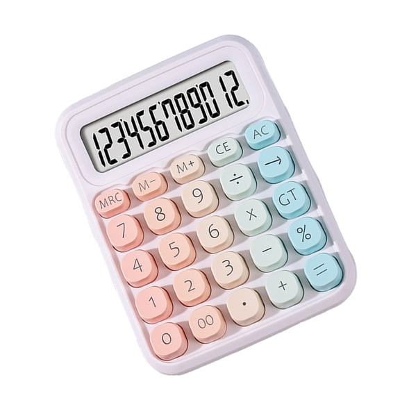 Calculator 12 Digital Large LCD Display Big Round Button Gradients Candy Colored Double Power Supply Calculator
