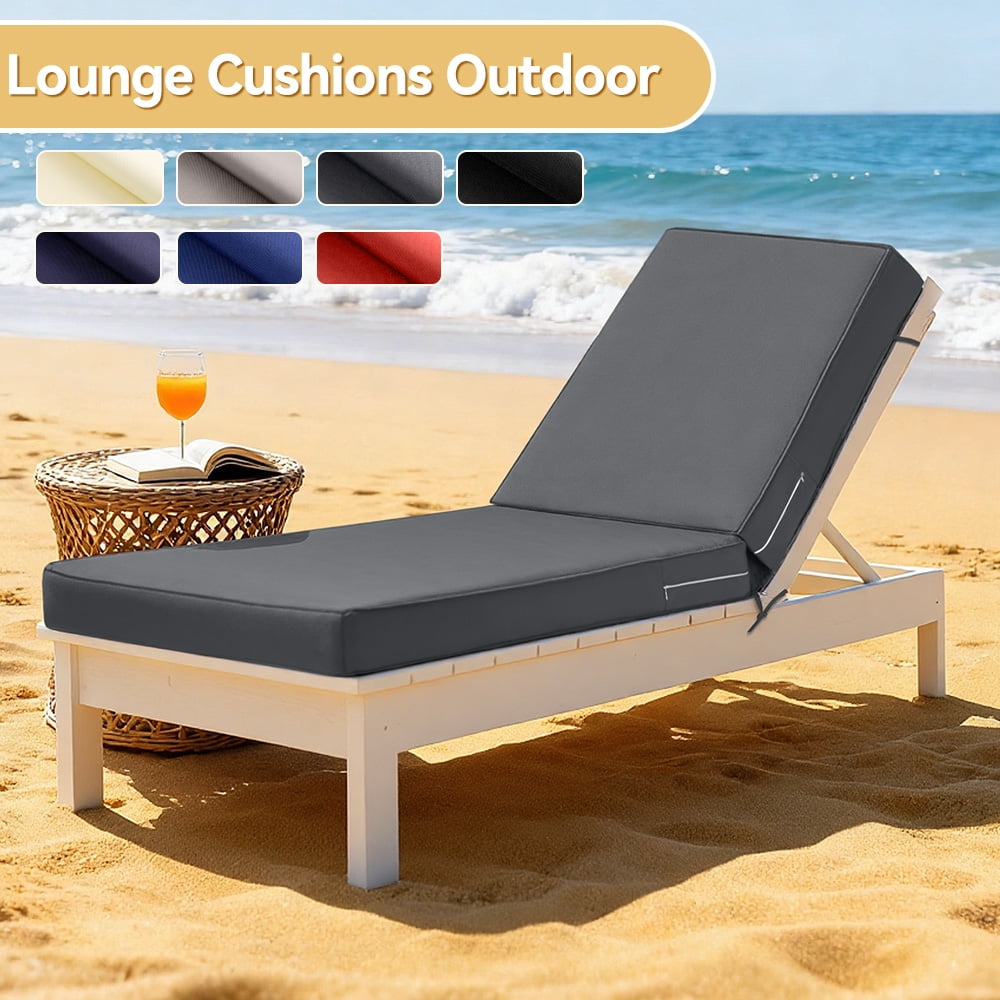 ROFIELTY 72 Inch x 21 Inch Gray Lounge Chair Cushions Outdoor Seating Cushions, Waterproof