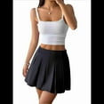 thumbnail image 2 of Faldas Plisadas para Mujer, Minifalda de Cintura Alta, Estilo o Tenis, Corte A, Estilo Animadora. Negro M, 2 of 10