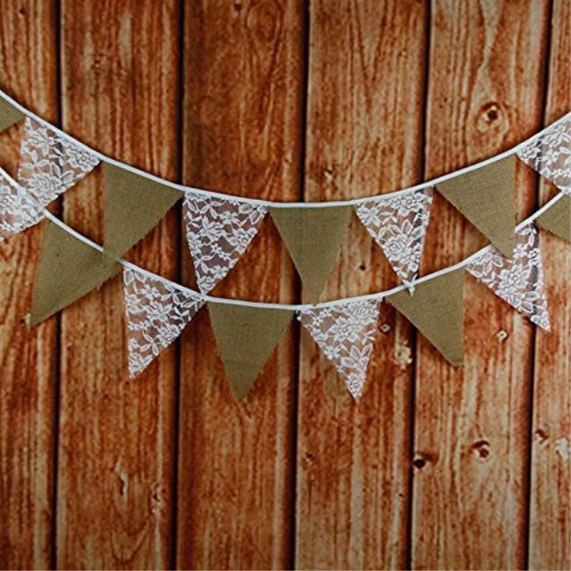 Rustic Wood & Lace Personalized Christmas Bunting Flag Banner 
