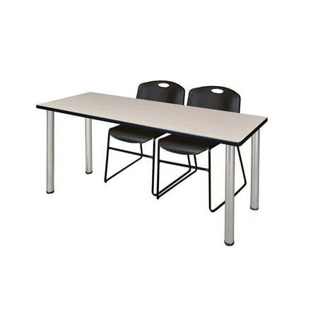 UPC: 0843532071106 | Regency 60 x 24 Training Table- Maple/ Chrome & 2 Stack Chairs- Black