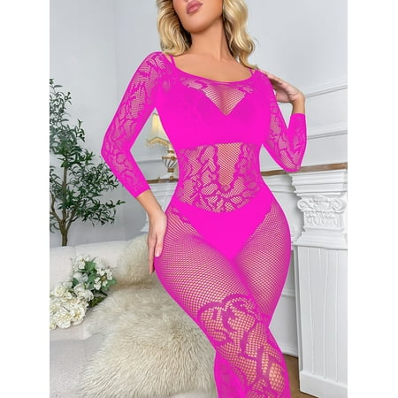 Generic Sexy Lingerie Uniform Temptation Jacquard Jumpsuit Open Crotch See-through Body Stocking Stockings New Sexy Sleepwear