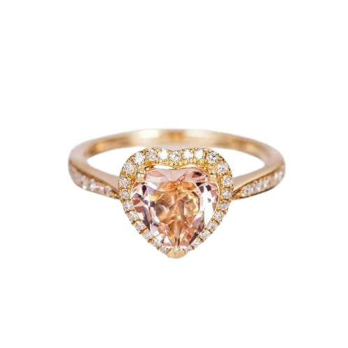 HeartsAndYou 2ct Natural Morganite & Diamond Halo Claw Prong Ring 100% 14k SOLID Yellow Gold