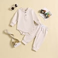 thumbnail image 2 of Gibobby Baby Clothes Unisex Baby Boy 3 6 9 12 18 Months Newborn Onesies Long Sleeve Round Neck Button Infant Romper Cute Warm Soft Romper(6-12 Months,Beige), 2 of 5