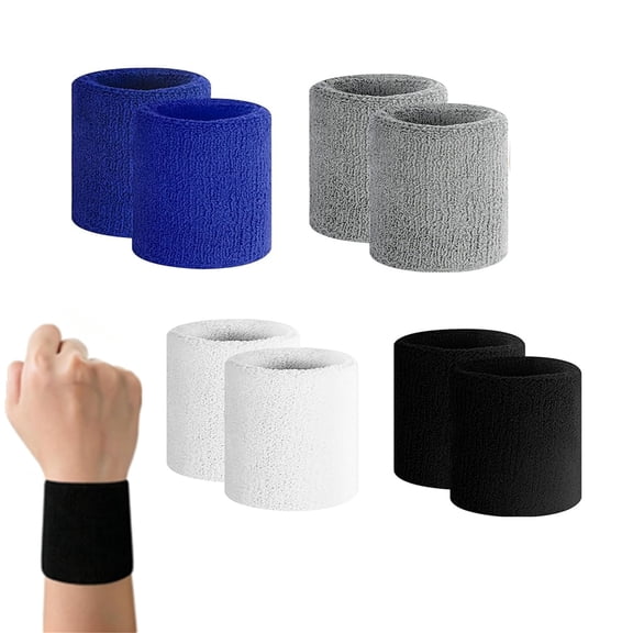 8pcs Moisture Wicking Wristbands, Soft Cotton Cloth Sweatband for Tennis, Basketball, Running, Gym, Workout - Sports Wrist Sweatbands for Men & Women