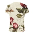 thumbnail image 3 of DDAPJ pyju Womens Boho Floral Tops Petal Short Sleeve Summer Casual Tunic Shirts Loose Fit Crewneck Pleated Blouse Prime Sales of The Day Beige XXL, 3 of 6