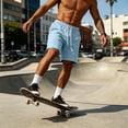 thumbnail image 5 of Sewkxo Men's Baggy Sweat Shorts 7" Cotton Summer Athletic Casual Shorts with Pockets,Sky Blue L, 5 of 8