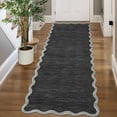 thumbnail image 4 of Garvee 2'x6' Modern Scalloped Runner Rug Washable Rug with Non Slip Backing, Neutral Farmhouse Soft Low Pile Carpet for Hallway Bedroom Home Office, Dark Gray, 4 of 8