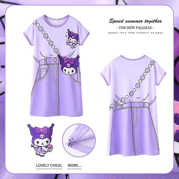 cinnamoroll12 (115-125 cm) Verano Kawaii Sanrioed Cinnamoroll Chica Pijamas Anime Dibujos animados Mymelody Kuromi Niños Ropa de dormir Ropa para el hogar Lindo vestido para niños esquí esquí Gafas de esquí