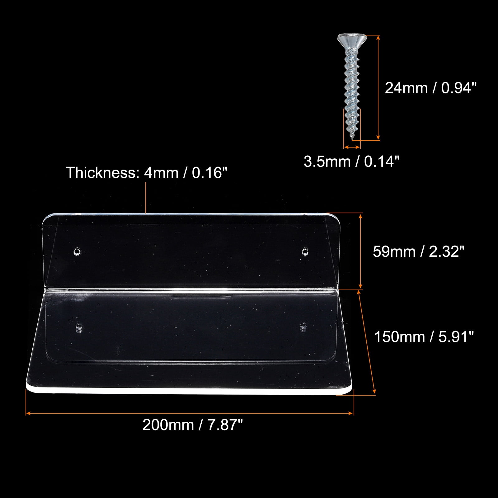 Unique Bargains L-Shaped Acrylic Shelf Wall Mounted Shelves 7.87" x 5.91"x2.32" 2Pcs
