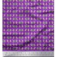 thumbnail image 3 of Soimoi Purple Cotton Duck Fabric Hearts & Owl Bird Printed Craft Fabric by the Yard 56 Inch Wide, 3 of 3