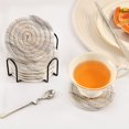 thumbnail image 5 of Haosy Set of 6 Drink Woven Coaster with Holder Heat Resistant Non-Slip Bar Coasters 4 Inches Soft Pink Gold White Marble, 5 of 7