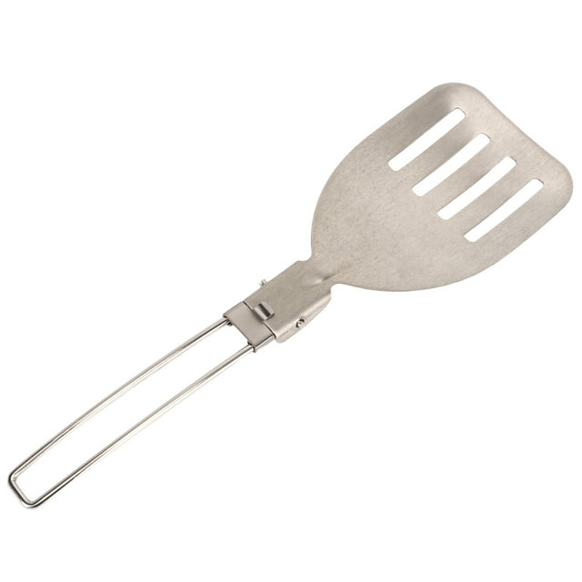 Folding Cooking Spatula, Compact Durable Stainless Steel Lightweight Thickened Latch Design High Temperature Folding Food Spatula For Outdoor Rice Spoon,Spatula