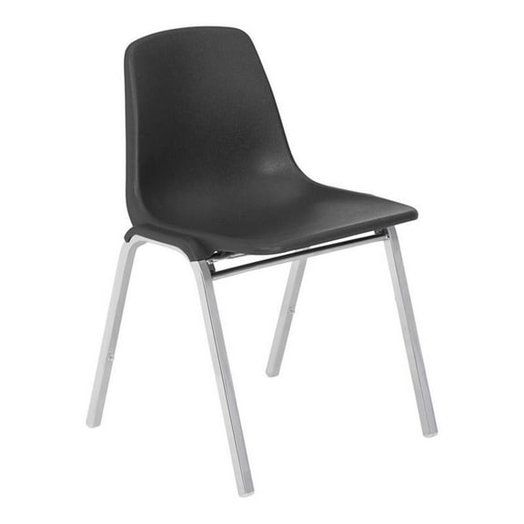 UrbanPro 31" Modern Metal Poly Shell Stacking Chair in Black