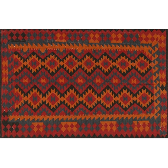 Ahgly Company Machine Washable Indoor Rectangle Traditional Red Area Rugs, 7' x 10'