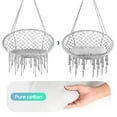 thumbnail image 7 of Chair Rope Swing Hanging Cotton Kits, Macrame Hammock with Hand-Woven Rope, Steel Spreader Bar Anti-Slip Rings,Gray,, Durable, Soft, Comfortable, for Outdoor Yard, 7 of 7