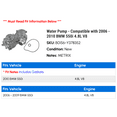 thumbnail image 2 of Water Pump - Compatible with 2006 - 2010 BMW 550i 4.8L V8 2007 2008 2009, 2 of 2