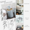 thumbnail image 3 of Elegant Light Blue Soap Dispenser - Polyresin and Bamboo Design, Refillable Liquid Pump, 3 of 7