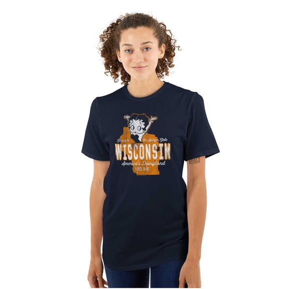 Betty Boop Wisconsin State Outline Women's Graphic T Shirt Tees Brisco Brands S