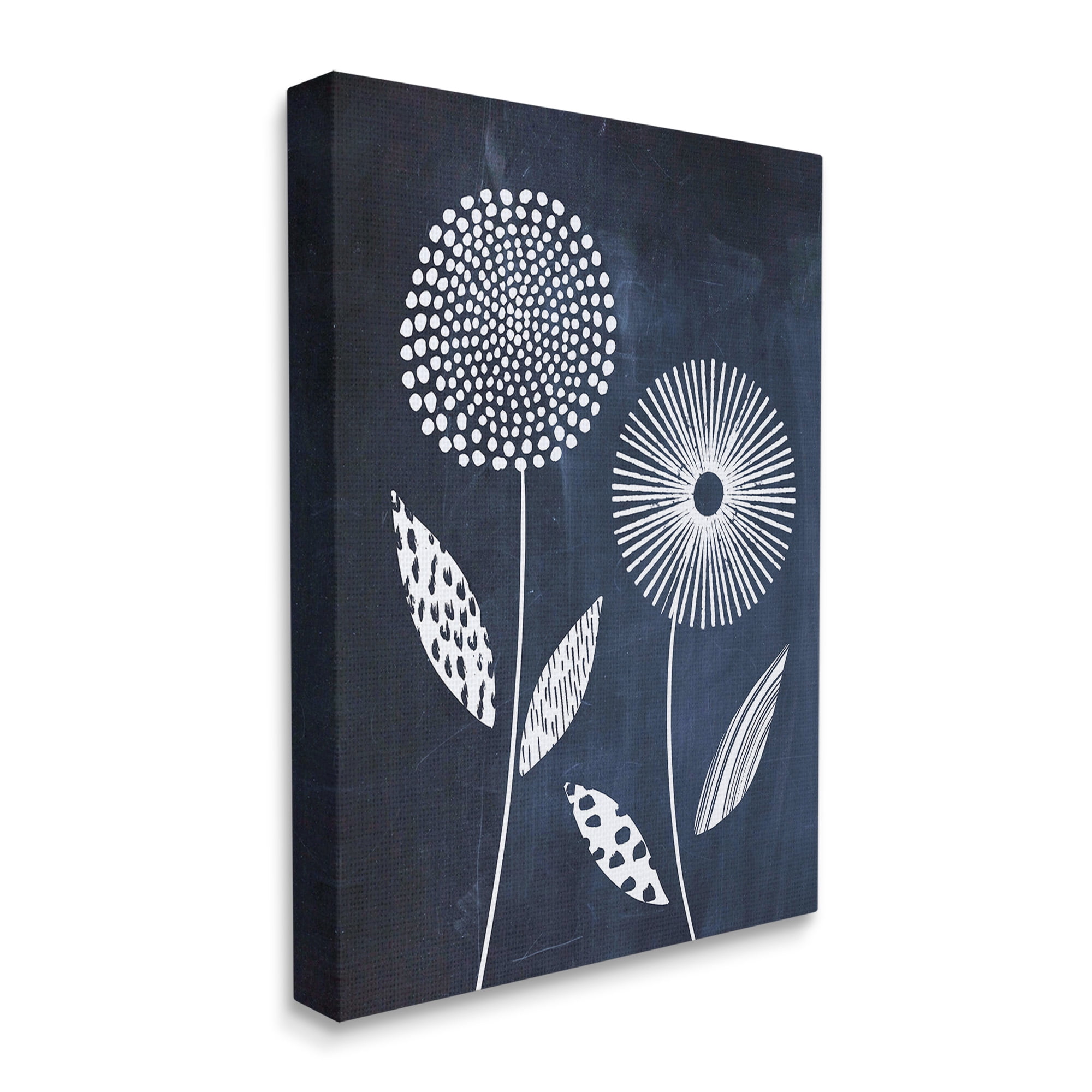 Stupell Industries Geometric Patterned Flowers Botanical & Floral Painting Gallery Wrapped Canvas Art Print Wall Art, 24 x 30