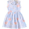thumbnail image 1 of LAICAIW Robe d'Été Fine Sans Manches à Col Rond Imprimé Mode Mignon pour Filles Robe de Princesse Robe Longue de Fête pour Filles (Bleu, 6-12 Mois), 1 of 7