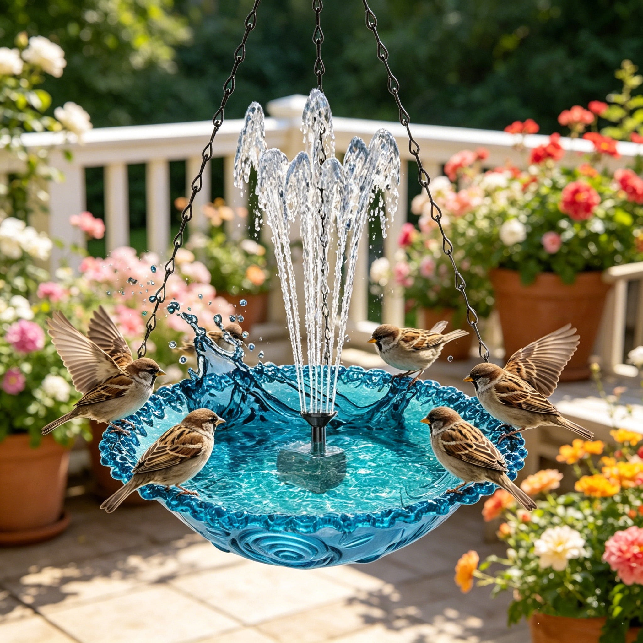 Stijggn Solar Fountain for Bird Bath Outdoor Hanging USB Powered Water Fountain Bird Bath Perfect for Backyard Decor, Patio Decoration, Garden Parties and Outdoor Relaxation
