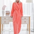 thumbnail image 4 of Winter Fashion Women Solid Color Thicken Plush Long Sleeve Bathrobe Sleepwear, 4 of 8