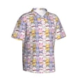 thumbnail image 2 of Daiia Cartoon Colorful Rabbit Hawaiian Shirt for Men Gentle Cotton Regular Short Sleeve Casual-Medium, 2 of 9