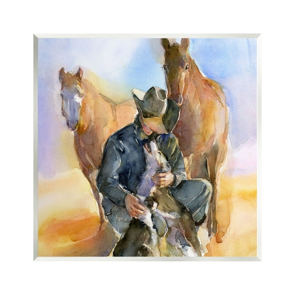 Stupell Industries Cowboy & Animals Watercolor Animals & Insects Painting Unframed Art Print Wall Art, 12 x 12
