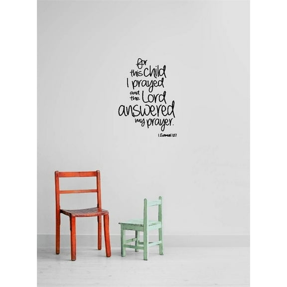 Family Lord Answered my Prayers Religious Religious Wall Decal Decoration Religious Samuel 1:27 Bible Verse Lasts Years and Easily Removable - Size: 5 In(W) x 10 In(H)