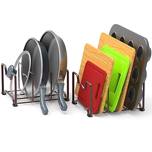 SimpleHouseware Kitchen Cabinet Pantry and Bakeware Organizer Rack Holder Bronze 2 Pack