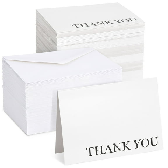 Sustainable Greetings 120 Pack Thank You Cards with Envelopes Bulk for Weddings, Bridal Showers, Graduations, Bridal, Blank Inside - Minimalist Black and White Design Thank You Card