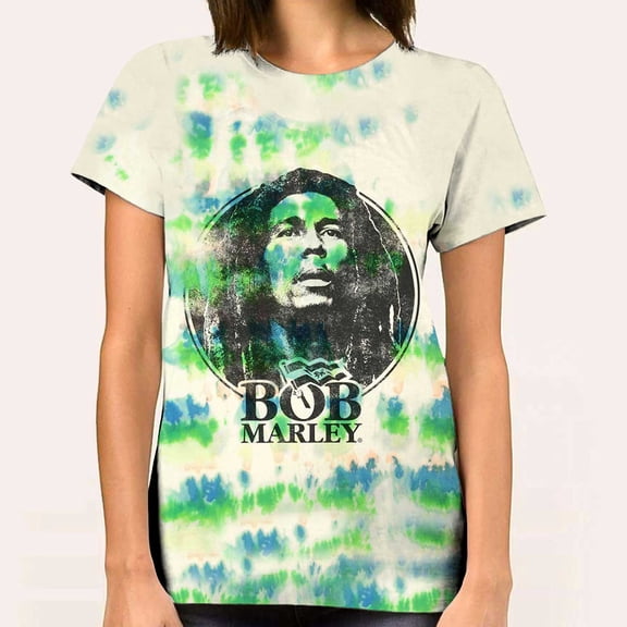 Men's Bob Marley Black & White Logo (Dip-Dye) Tie Dye T-shirt Small Dip-Dye