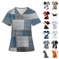 thumbnail image 2 of Rlmidhb Red Scrub Tops for Women Plus Size Short Sleeve Color Block Nurse Uniform Lightweight Cotton Stretch Polyester Vintage V Neck Nurse Scrubs with Pockets, 2 of 4