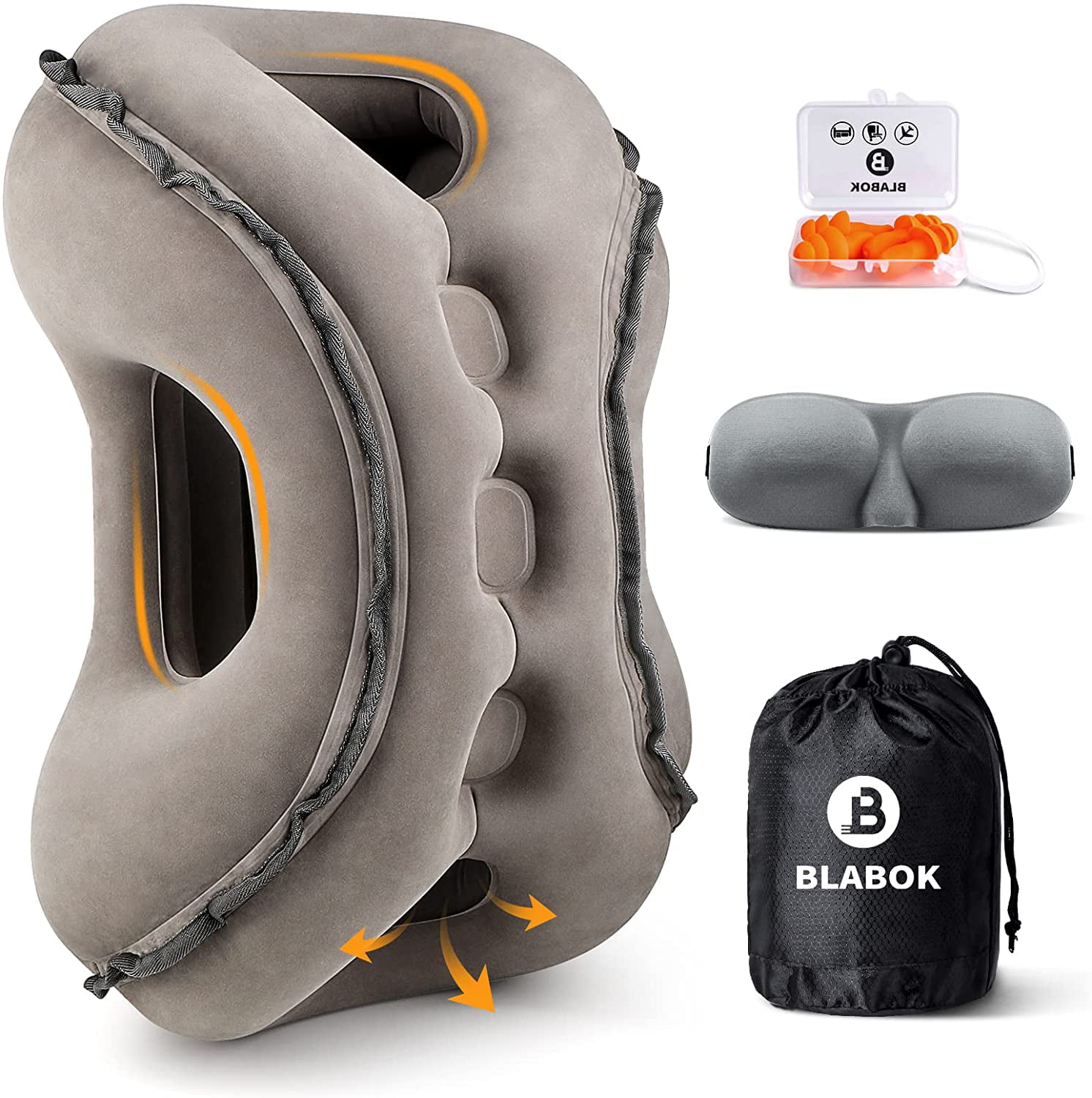 Grey Inflatable Travel Pillow Neck Pillow Adjustable Travel Accessories for Car 