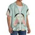 thumbnail image 4 of Xecao offers the White Bunny Bottom And Easter Eggs for Men's Casual Short-sleeved Shirt, a button-up collared shirt with a pocket, perfect for beach vacations and yacht travel in the Large size., 4 of 7