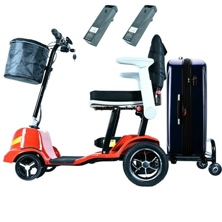 33lb 30miles,Mobility Scooter for Adults,Magnesium Ultra Lightweight Folding Power Mobility Scooter for Senior,All Terrain Motorized Scooter,240lbs Capacity,Airline Approved,Two Battery