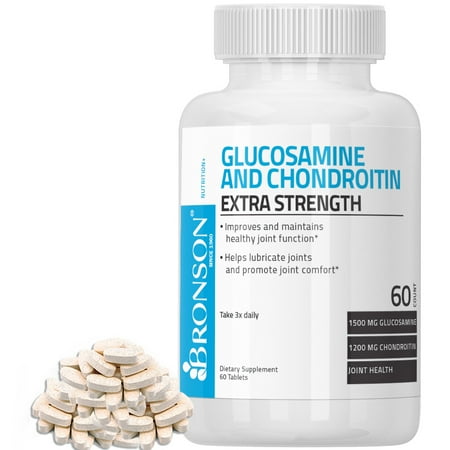 Glucosamine Chondroitin 60 Tablets - Bronson Glucosamine and Chondroitin Extra Strength 1500mg Chondroitin Sulfate 1200mg, 60 Tablets