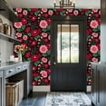 thumbnail image 3 of Boho Peel and Stick Wallpaper 17.7in x 9.8ft Red Pink Floral Green Leaves Black Contact Paper Vinyl Waterproof Self Adhesive Wall Paper for Bedroom Shelf Cabinet Renter Friendly, 3 of 8