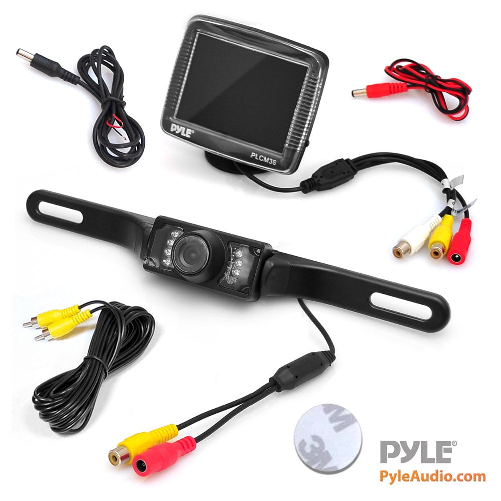  Pyle Wireless Backup Car Camera Rearview Monitor System -  Parking & Reverse Safety Distance Scale Lines, Waterproof & Night Vision  Cam, 3.5 LCD Screen Video Color Display for Vehicles - (PLCM34WIR) 