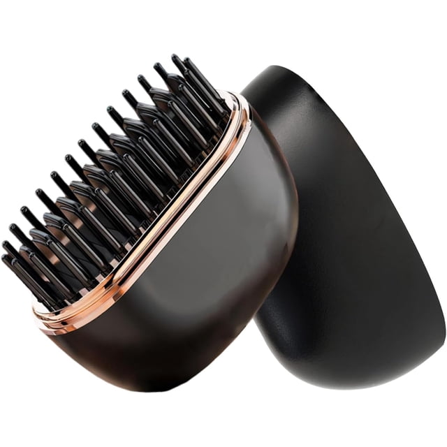 Mini Lisseur, Brosse Lissante 2-en-1, 3 Températures Réglables, Portable, Recharge USB, Convient à Tous Types de Cheveux, Noir Foncé