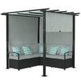thumbnail image 1 of Outsunny Mobilier de Patio avec Auvent Rétractable, Ensemble de Canapé Pergola, Gris, 1 of 8