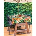 thumbnail image 3 of nqOlkjepod Orange Green Tropical Leaves Outdoor Tablecloth with Umbrella Hole & Zipper, Summer Palm Floral Rectangle Table Cover 60x84 Inch, Dining Waterproof Table Cloth Protector for Patio/Party, 3 of 7