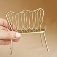 thumbnail image 1 of Silla miniatura doble, muebles para casa de muñecas BJD, escena de vida, juguete para niños, microescena, decoración, juego nórdico para niños, silla Oro, 1 of 10