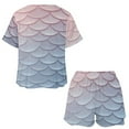 thumbnail image 3 of Mermaid Fish Scales Print Women'S Pajamas Set Summer Sleepwear Sets 2 Piece Lounge Set, 3 of 7