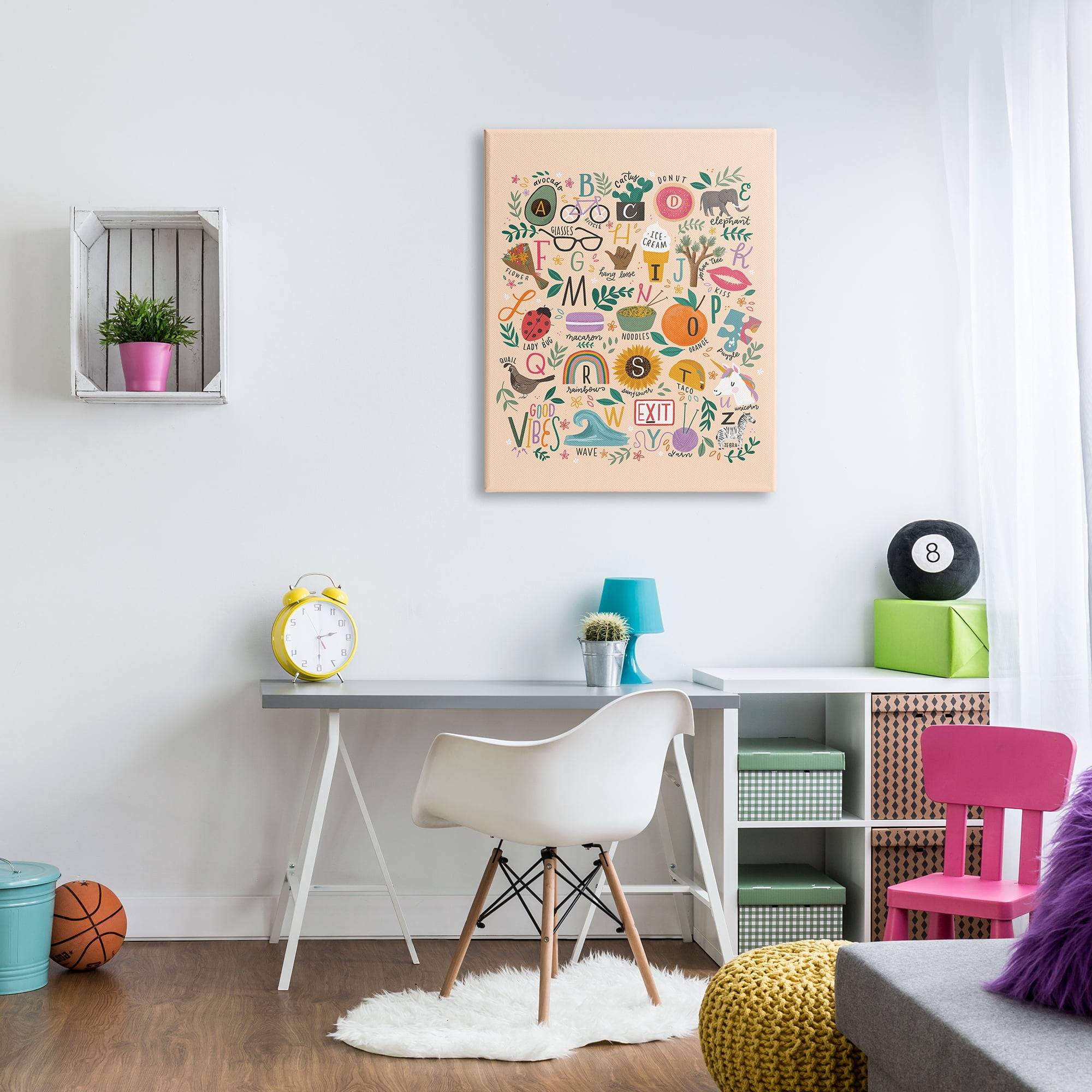 Stupell Industries Whimsical Kid's Alphabet Playful ABC Illustrations Everyday Items, 30 x 40, Design by Loni Harris